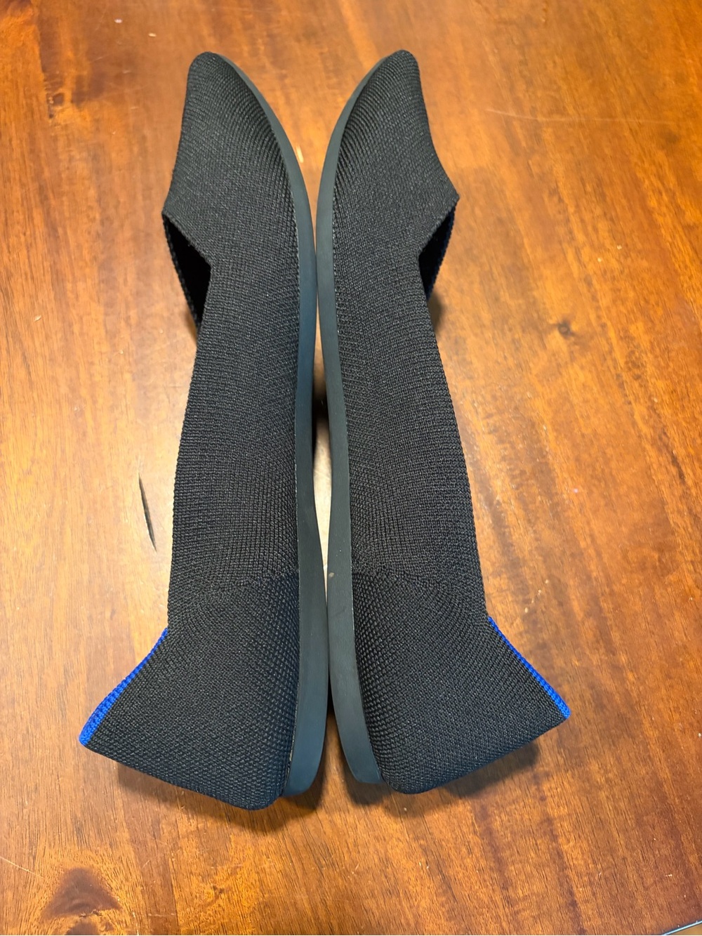 Rothy's Women's The Point II Black Knit Flats with Blue Trim - Picture 3 of 6